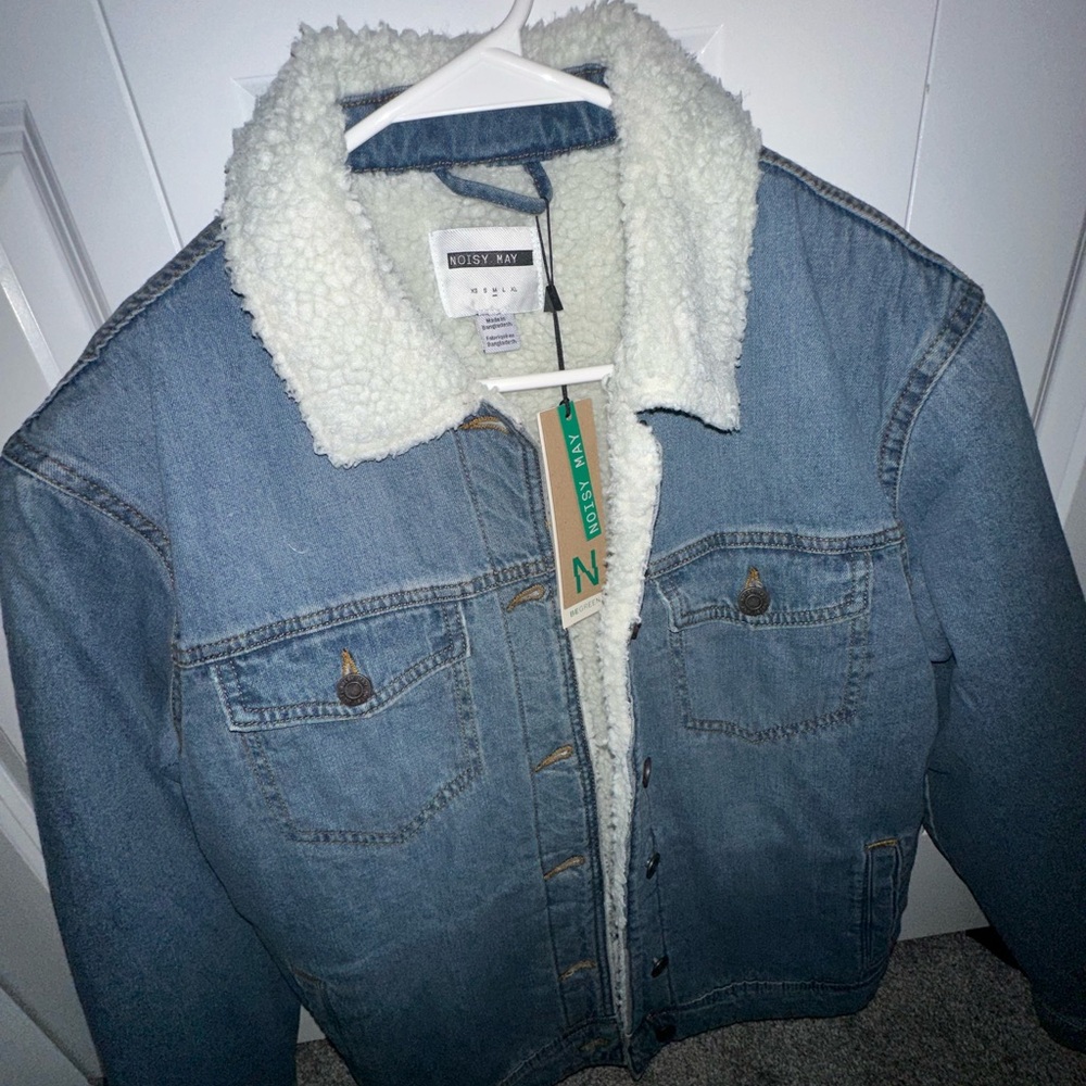 Noisy may Blue Denim Teddy Jacket